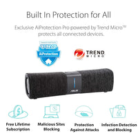 ASUS Trend Micro Lyra Voice Home Mesh WiFi System AC2200 with Tri-Band, Aiprotection Lifetime Security, Parental Control, Alexa Built-in, Bluetooth, 2 8W Stereo Speakers