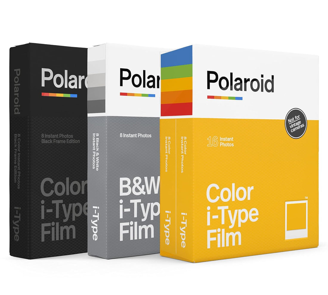 Polaroid I-Type Film Variety Pack - I-Type Color, B&W, Black Frame (32 Photos) (6182)