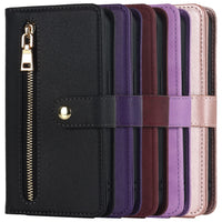 Ｈａｖａｙａ Compatible with iPhone 15 Case Wallet with Card Holder Compatible with iPhone 15 Phone case for Women,Flip Crossbody Zipper Wallet case with Credit Card Holders-Purple