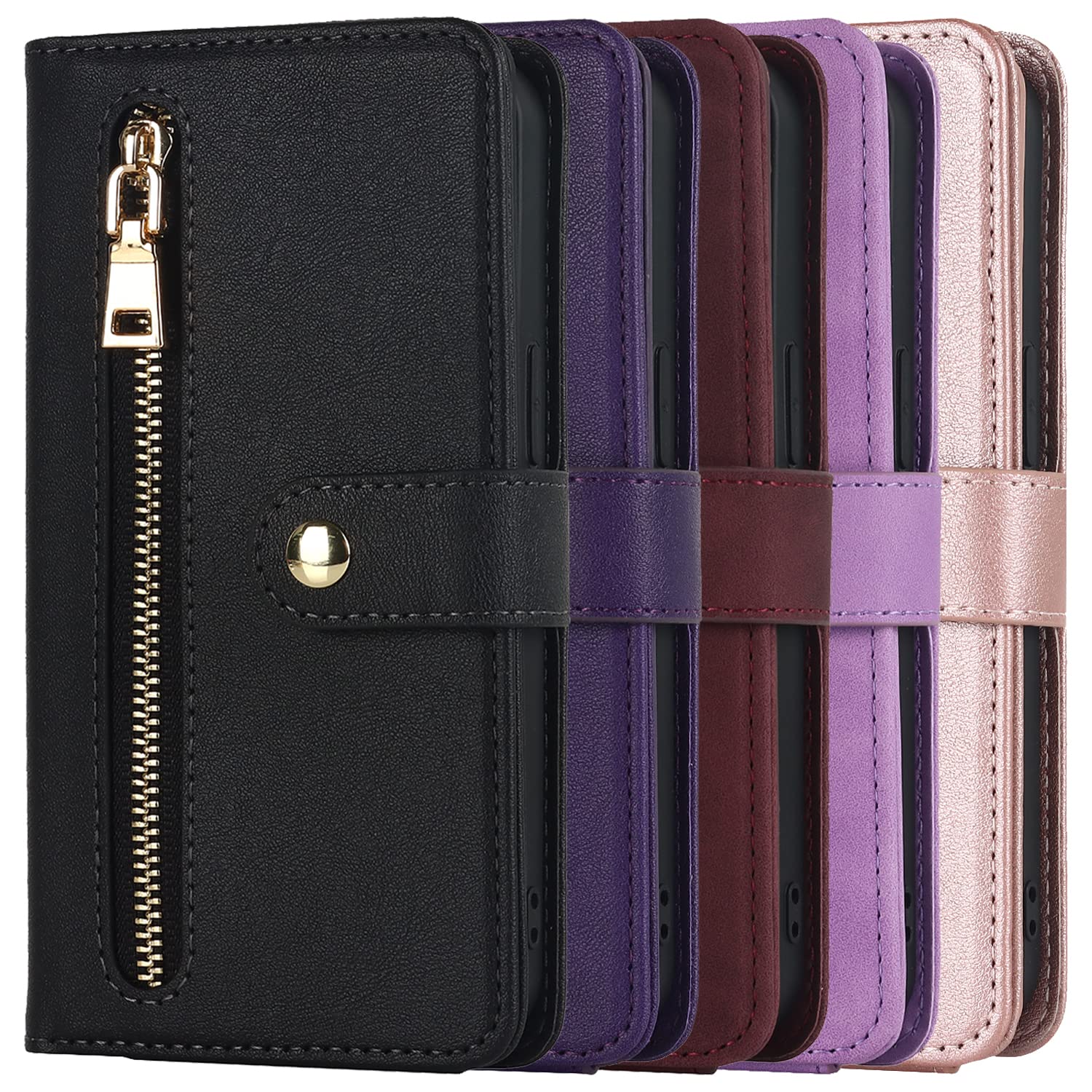 Ｈａｖａｙａ Compatible with iPhone 15 Plus Case Wallet with Card Holder Compatible with iPhone 15 Plus Phone case for Women,Flip Crossbody Zipper Wallet case with Credit Card Holders-Light Purple