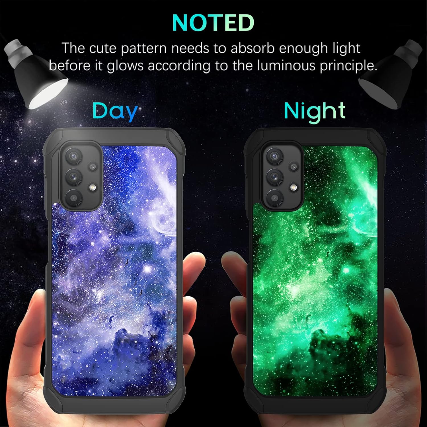 BENTOBEN Samsung Galaxy A32 5G Case, Slim Fit Glow in The Dark 2 in 1 Heavy Duty Rugged Hybrid Soft TPU Bumper Hard PC Shockproof Protective Cases Cover for Samsung Galaxy A32 5G 6.5", Blue Nebula