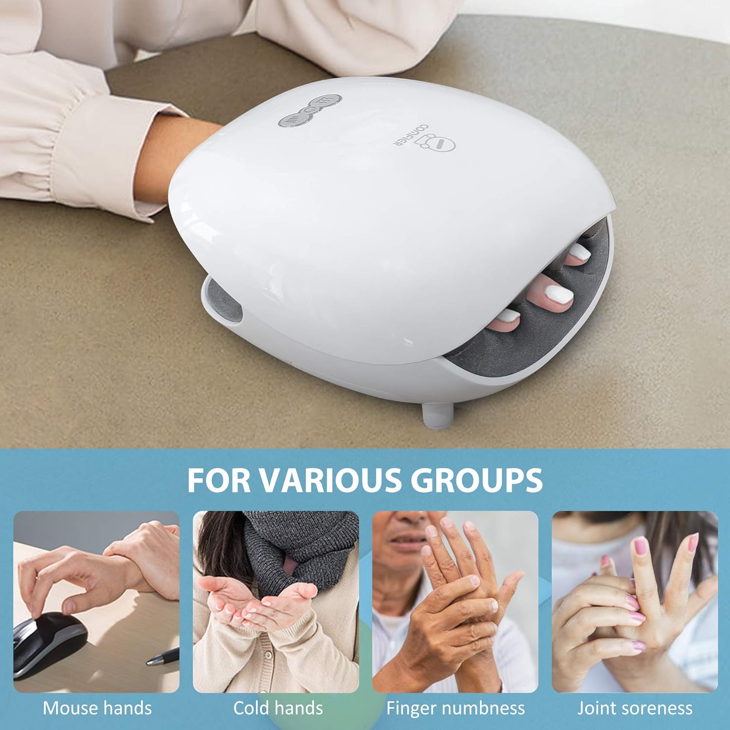COMFIER Kariwa Wireless Hand Massager With Heat -3 Levels Air Compression