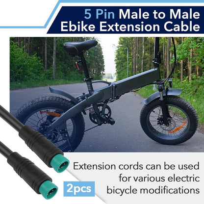 2PCS 5 Pin Male to Male Ebike Extension Cable for Julet – Side View