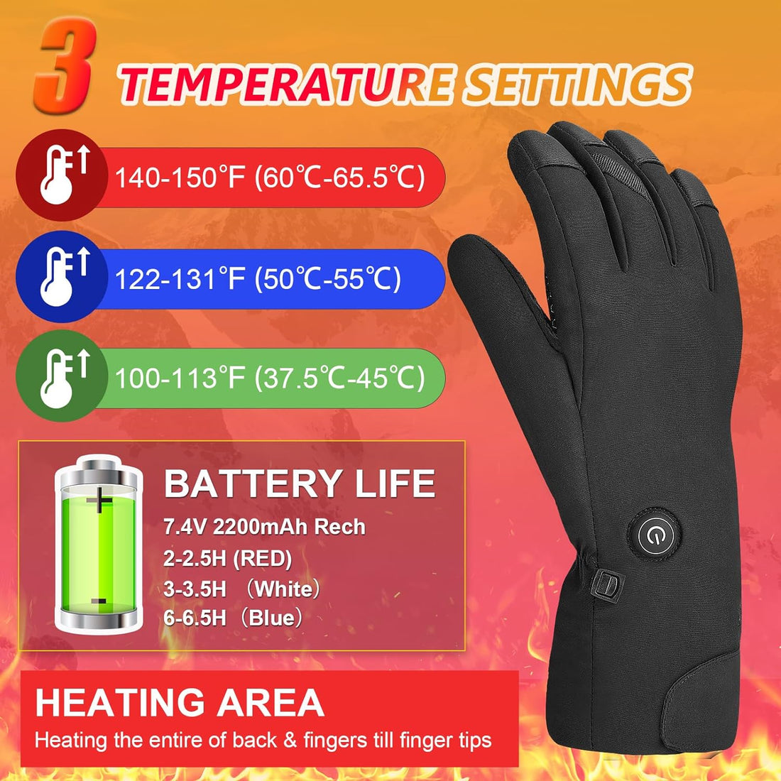 Hinsole Heated Gloves for Men and Women, Rechargeable Battery Heated Work Simple Hand Warmers Touchscreen Gloves Sports