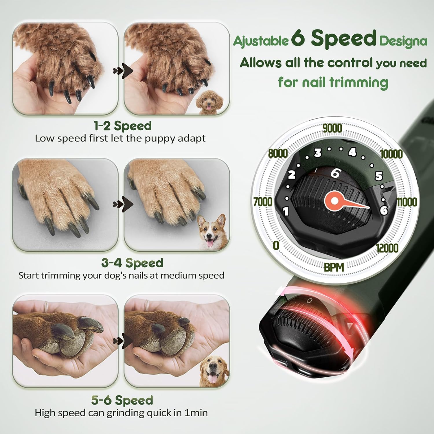 Gimars Dog Nail Grinder Green 02