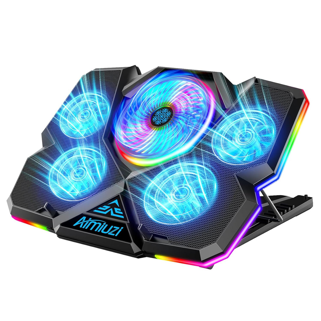 Laptop Cooling Pad, Gaming Laptop Cooler with 5 Quiet Fans and 7 RGB Lights Mode (One-Click Close) , Laptop Fan Cooling Pad Fits 12-17 Inch Laptop, USB Port Powered, 7 Adjustable Height