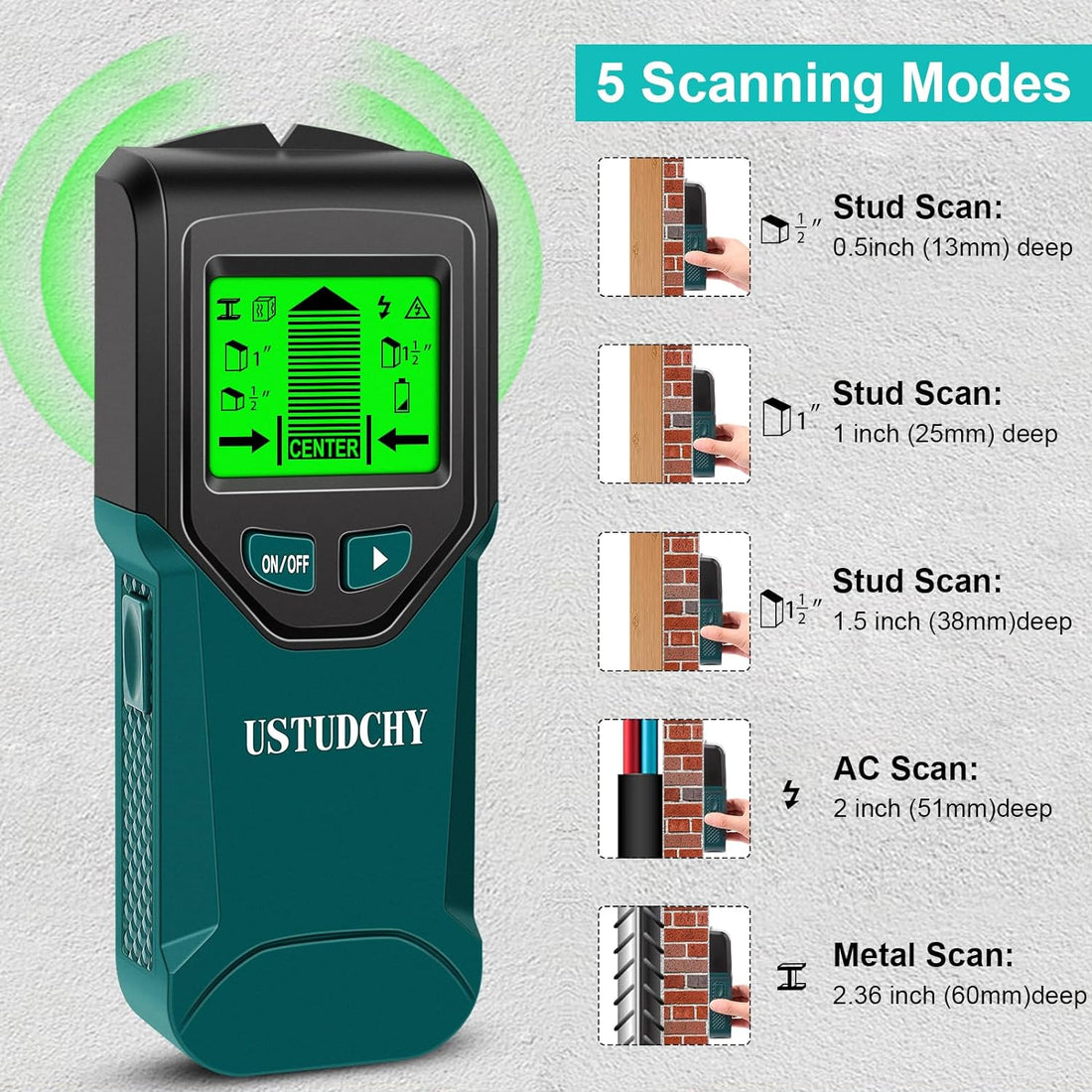 Stud Finder - 5 in 1 Electronic Stud Finder Wall Scanner, Stud Sensor with Digital LCD Display & Intelligent Microprocessor Chip, Beam Finders Wall Detector for Wood AC Wire Metal Studs Joist Pipe