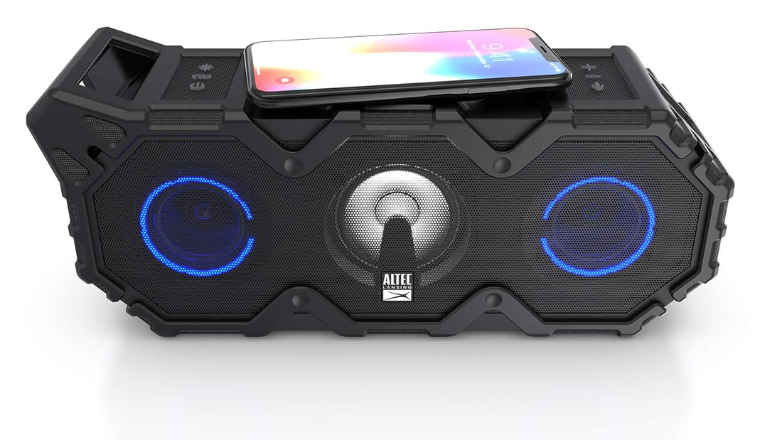Altec Lansing Super Lifejacket Jolt - Waterproof Bluetooth Speaker, Durable & Portable Speaker with Qi Wireless Charging and Customizable Lights, Wireless Speaker for Travel & Outdoor Use