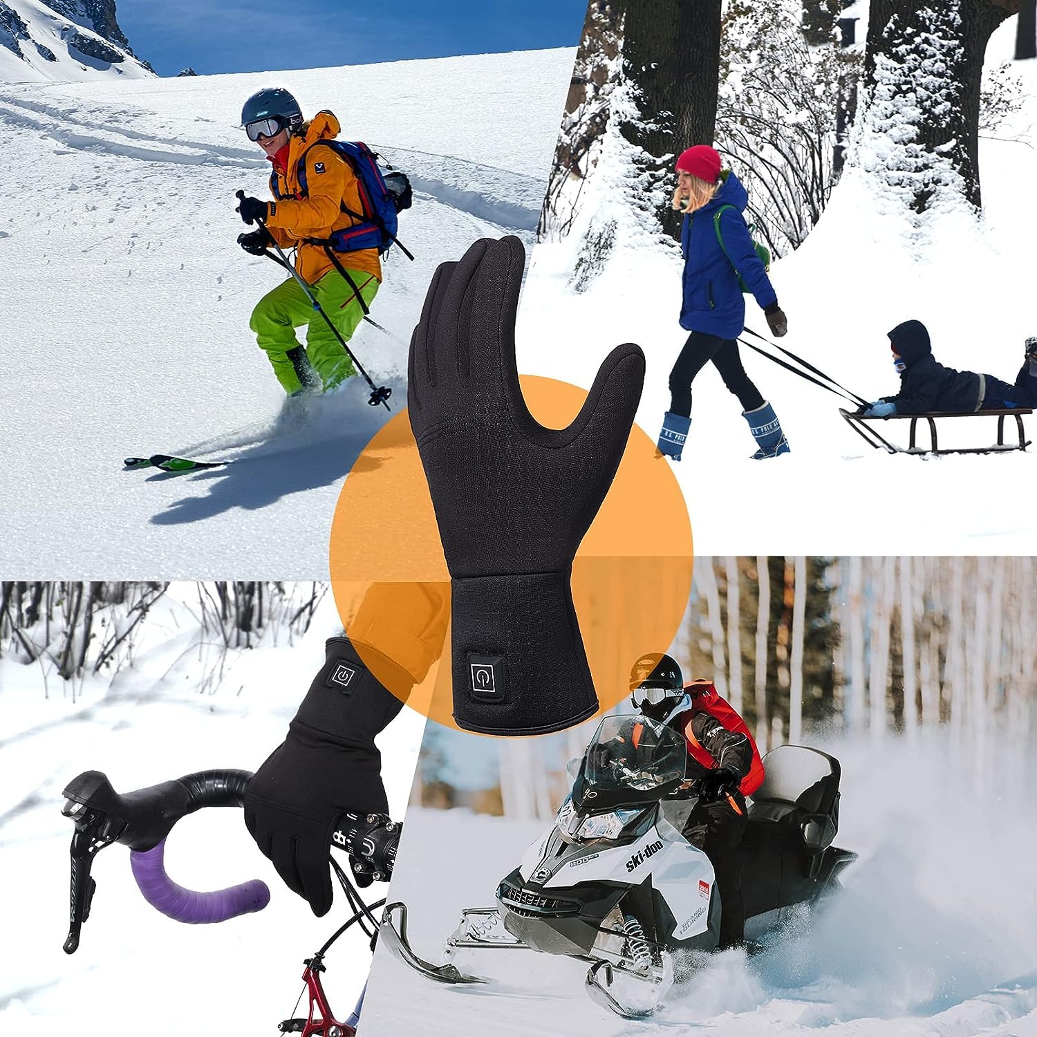 Heated Glove Liners for Men Women, Rechargeable Battery Electric Heated Gloves, Winter Warm Glove Liners for Arthritis Raynaud, Thin Gloves Riding Ski Snowboarding Hiking Cycling Hand Warmers
