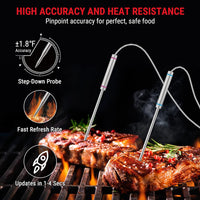 ThermoPro TP829 Wireless Meat Thermometer for Grilling and Smoking, 1000FT Grill Thermometer for Outside Grill with 4 Meat Probes, BBQ Thermometer for Smoker Oven Cooking Beef Turkey