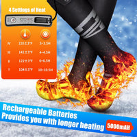 Heated Socks for Men Women,Zymise 5000mAh Rechargeable Electric Heated Socks,Washable 4 Heating Setting Foot Warmers, APP Remote Control Cold Weather Heat Socks for Skiing Hiking Camping (Extra Large)