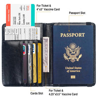 FACATH Passport and Vaccine Card Holder Combo, Cover Case, Leather US Passport Holder Cover RFID Blocking ID Card Wallet, Travel Case for Women and Men