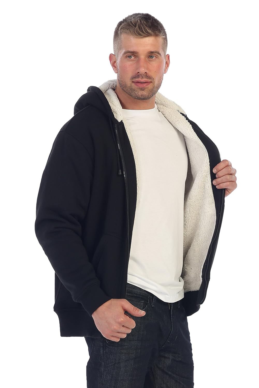 Gioberti Men Heavyweight Sherpa Lined Fleece Hoodie Jacket