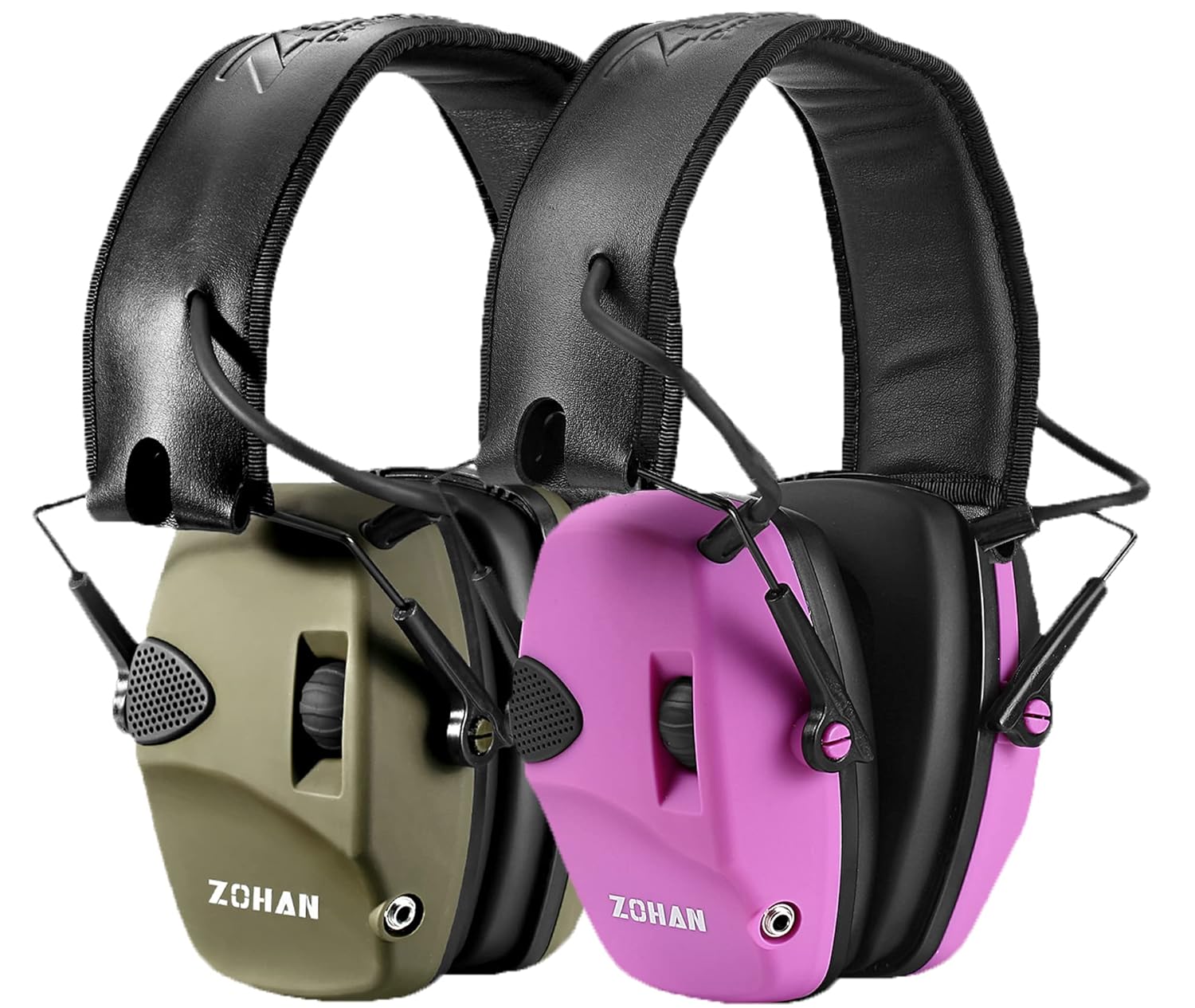ZOHAN EM054 Electronic Shooting Ear Protection 2 Packs, Slim Hearing Protection Noise Reduction Earmuffs for Gun Range