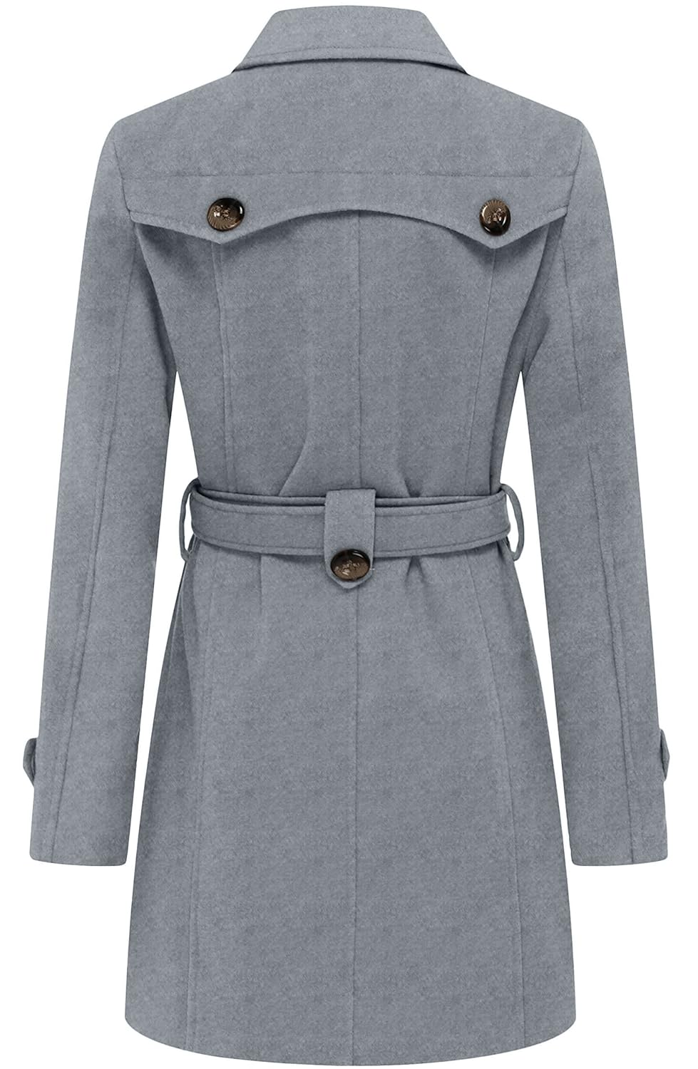 Wantdo Women's Trench Coat Long Sleeve Pea Coat Overcoat with Belt Grey XL