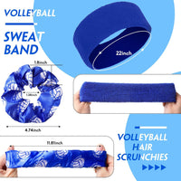 Vabean 8 Pcs Volleyball Accessories, Volleyball Arm Sleeves Volleyball Knee Pads Sport Hair Scrunchies Sweat Band Drawstring Bag Cosmetic Bag Volleyball Wrist Guard Knee Brace (Blue,Medium)