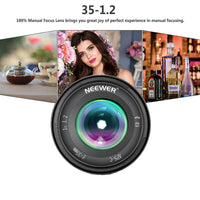 Neewer 35mm F1.2 Large Aperture Prime APS-C Aluminum Lens for Fuji X Mount Mirrorless Cameras X-A1 X-A10 X-A2 X-A3 X-at X-M1 X-M2 X-T1 X-T10 X-T2 X-T20 X-Pro1 X-Pro2 X-E1 X-E2 X-E2s