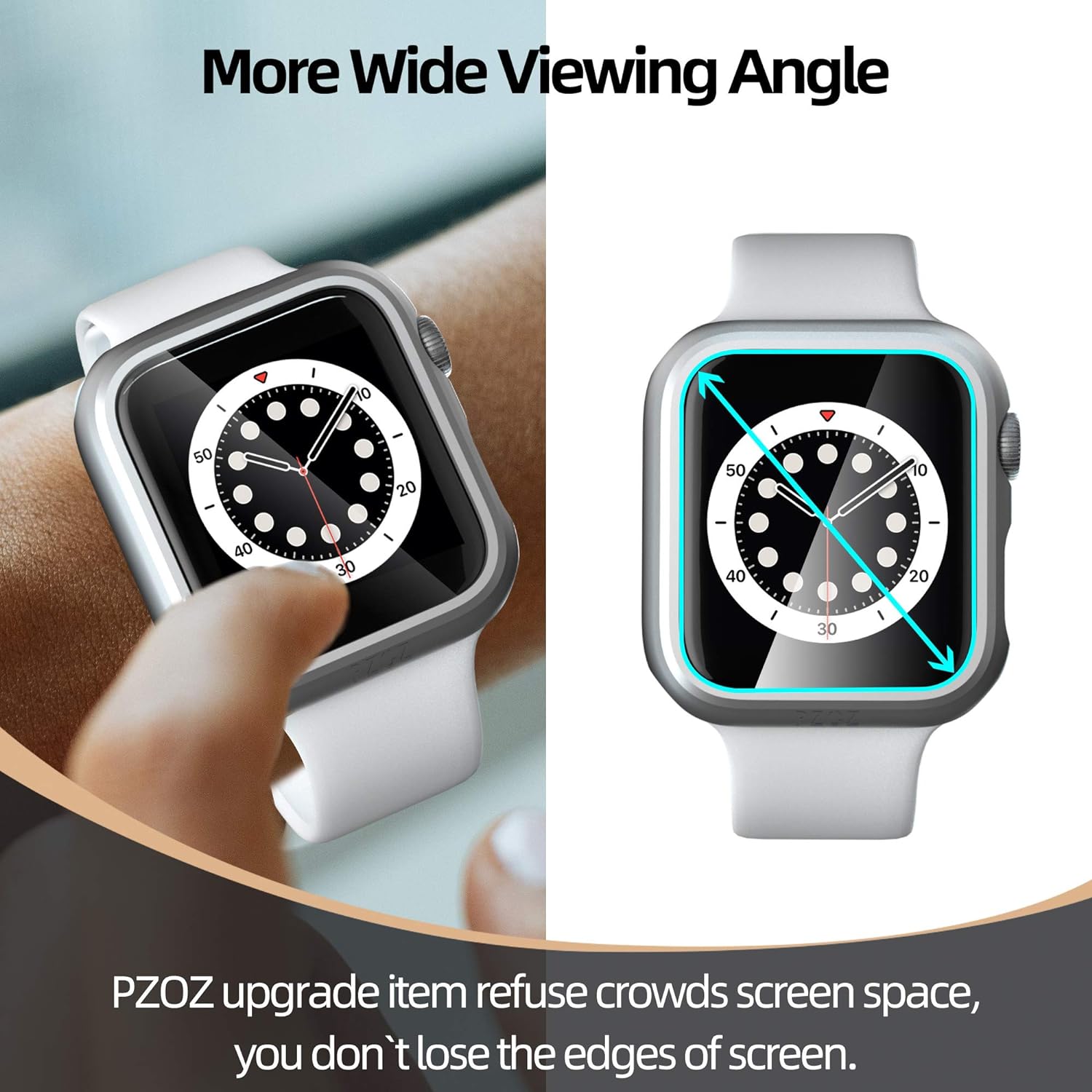 PZOZ Compatible for Apple Watch Series SE2 /6/5 /4 /SE 44mm Case with Screen Protector Accessories Slim Guard Thin Bumper Full Coverage Matte Hard Cover Defense Edge for iWatch Women Men GPS (Silver)