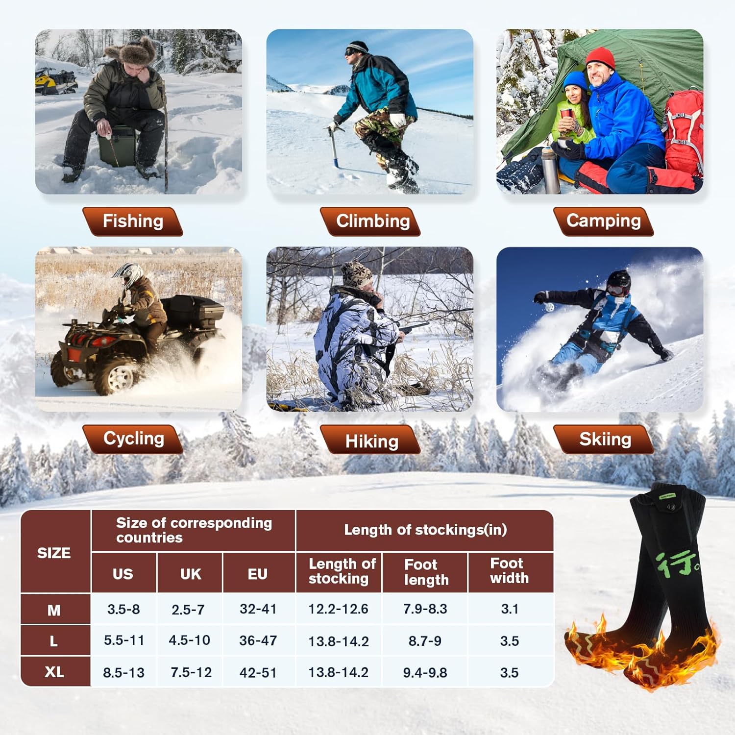 Heated Socks for Men Women, Electric Heated Socks APP Control, Battery Heated Foot Warmer Socks for Hiking Biking Camping Skiing Hunting, Rechargeable Winter Thermal Socks Fast Heat