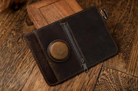 CAXGEK Airtag Passport Holder Card Wallet, Crazy Horse Leather Passport Wallet with Card Slot, Air tag Passport Cover Holder for Men/Women. (Coffee, Without Aritag), Business, Fashion, Simple, Personalized, Trackable, Classic