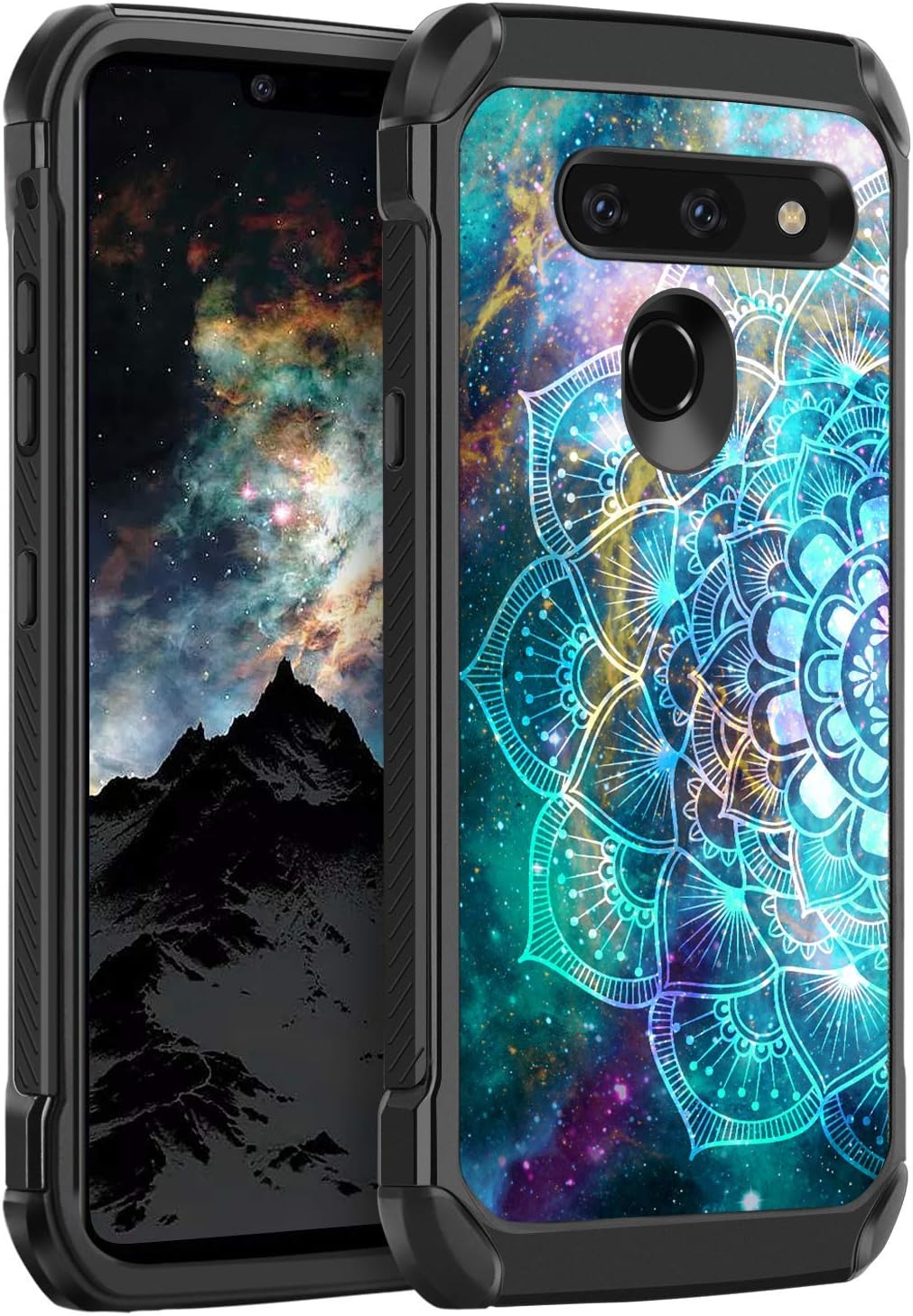 BENTOBEN Compatible with LG G8 ThinQ/LG G8 Case, Shockproof Glow in The Dark Luminous 2 in 1 Hard PC Soft TPU Bumper Protective Phone Case Cover for LG G8 Thin Q/LG G8 2019 Release, Mandala in Galaxy