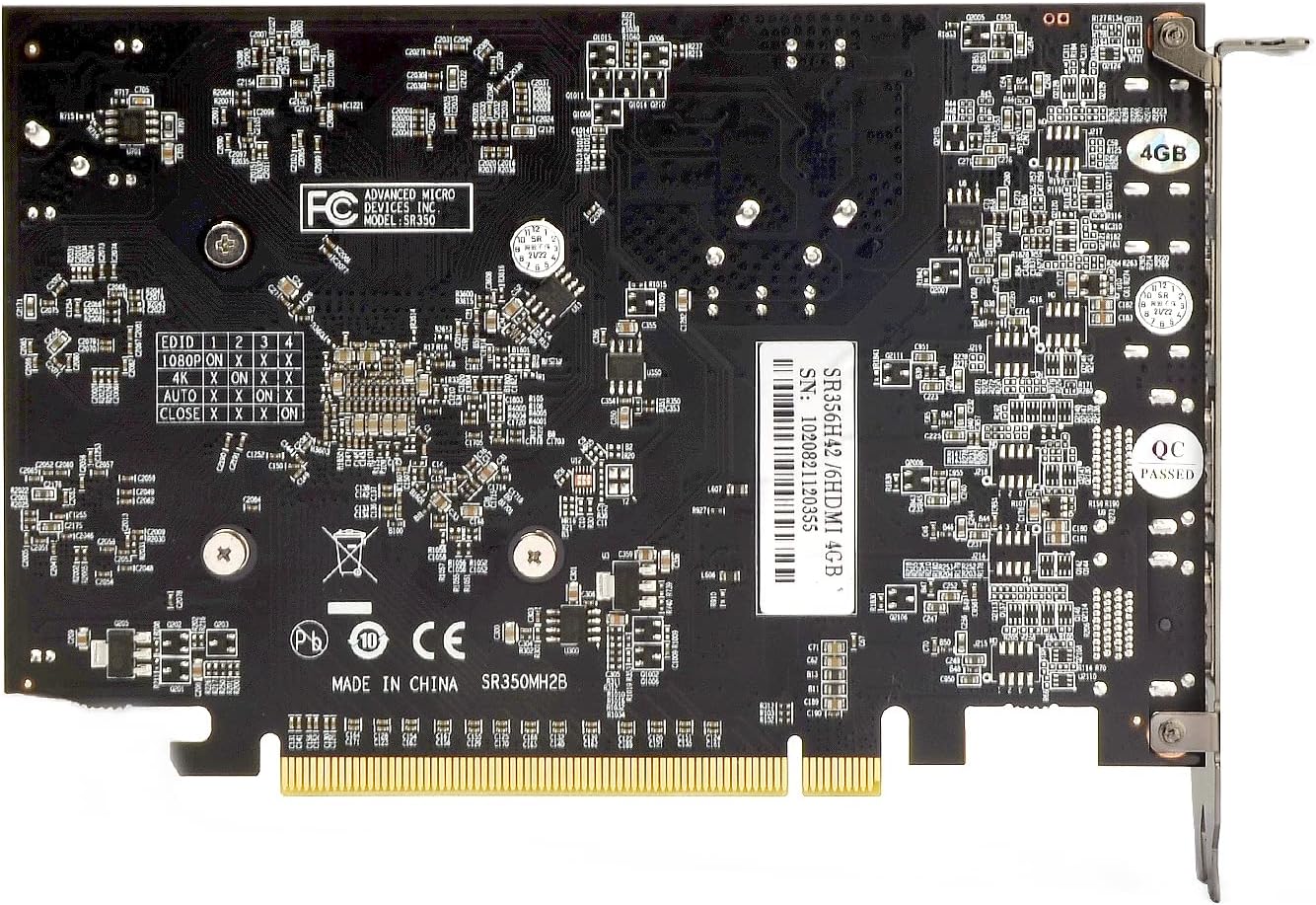 R7 350 4GB GDDR5 Graphics Card with 6 HDMI Outputs – Side View