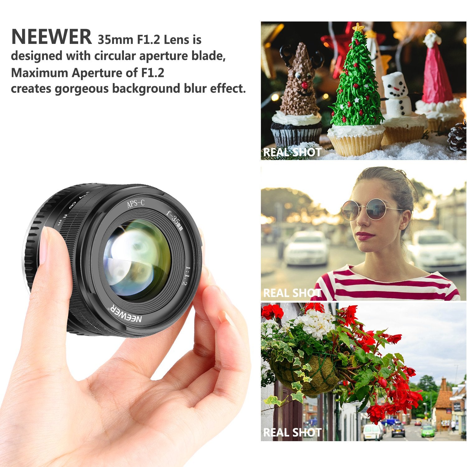Neewer 35mm F1.2 Large Aperture Prime APS-C Aluminum Lens for Fuji X Mount Mirrorless Cameras X-A1 X-A10 X-A2 X-A3 X-at X-M1 X-M2 X-T1 X-T10 X-T2 X-T20 X-Pro1 X-Pro2 X-E1 X-E2 X-E2s