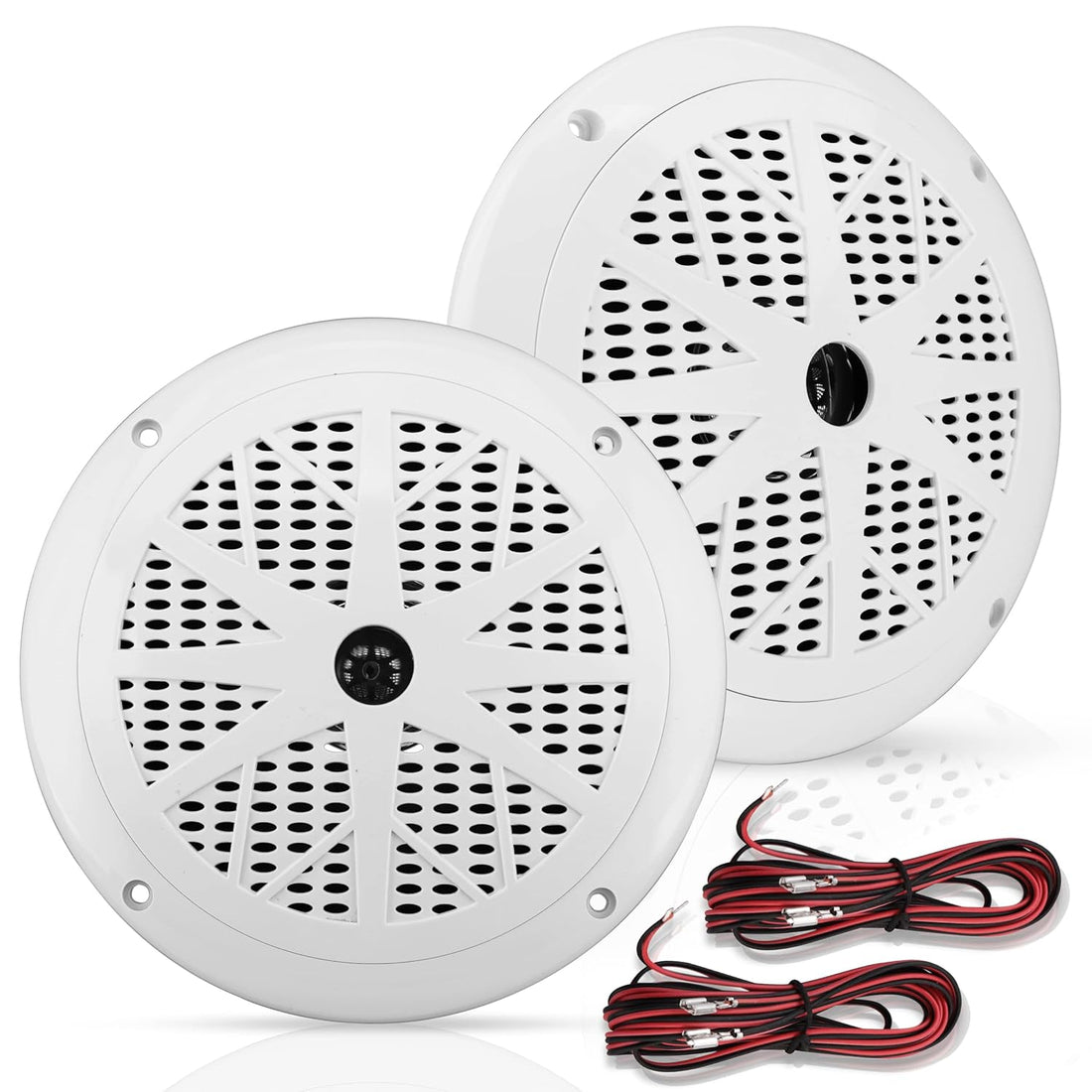 Pyle PLMR61W Dual 6.5'' Waterproof Marine Speakers, Full Range Stereo Sound, 120 Watt, White (Pair)