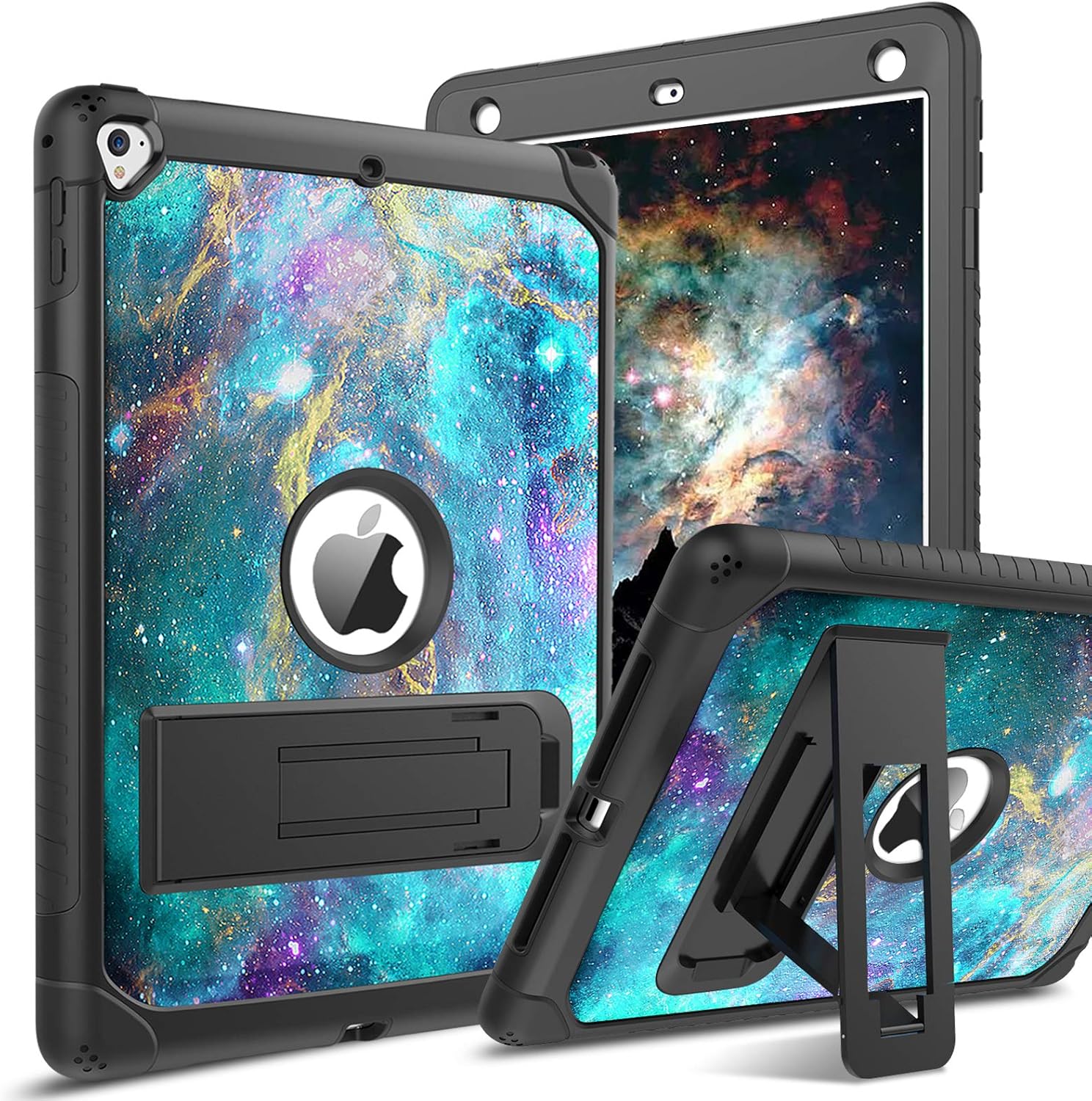BENTOBEN iPad Air 2 Case, iPad 6th/5th Generation Case, iPad 9.7 2018/2017 Case, iPad Pro 9.7 Case, Glow in The Dark 3 in 1 Shockproof Kickstand Protective Girls Women Boys Men Tablet Cover, Nebula
