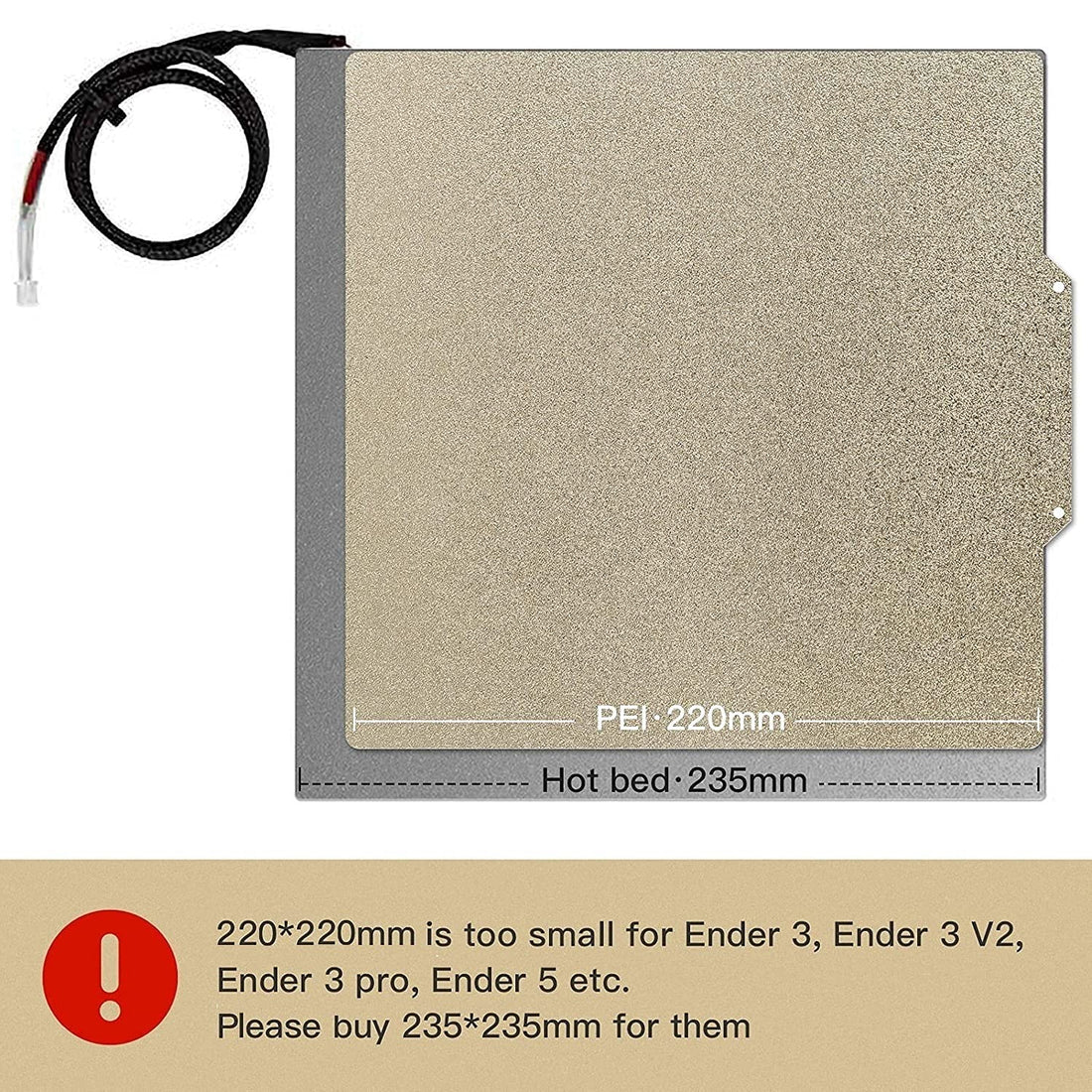HICTOP PEI Sheet PEI Spring Steel 235x235 and Magnetic Build Plate with Adhesive PEI Bed for Ender-3 Pro/Neo, Ender-3 V2/Neo，Ender-3/Neo 3D Printers