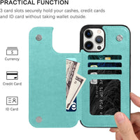 BENTOBEN Comaptible with iPhone 12 Pro Max Case, iPhone 12 Pro Max Wallet Case, Heavy Duty Rugged Shockproof Magnetic Closure Protective Women Girls Case Cover with Card Slots Cash Holder, Mint Green