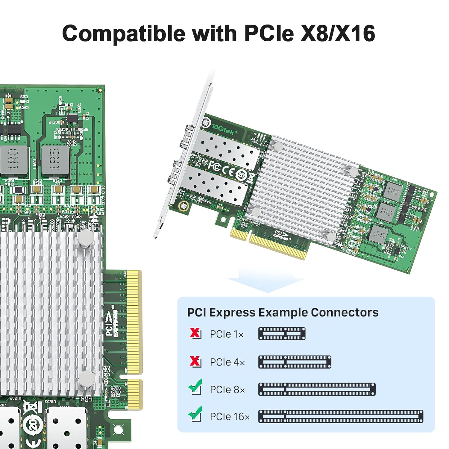 10Gtek Broadcom BCM57810S Chipset 10 Gigabit Ethernet Sever Adapter Card (NIC), Dual SFP+ Port PCIE
