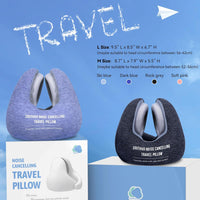 SOUTHVO Travel Pillow Noise Cancelling for Neck Support, 100% Pure Memory Foam Neck Pillow with Noise Cancelling Earmuffs for Traveling, Removable Washable Cover (L, Rock Gray)