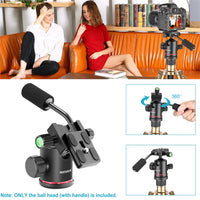 Neewer Heavy Duty Camera Tripod Ball Head with Handle and 1/4 inch Quick Shoe Plate, 360 Degree Panoramic Head for Tripod, Monopod, Slider, DSLR Camera, Camcorder, Load up to 17.6 pounds/8 kilograms