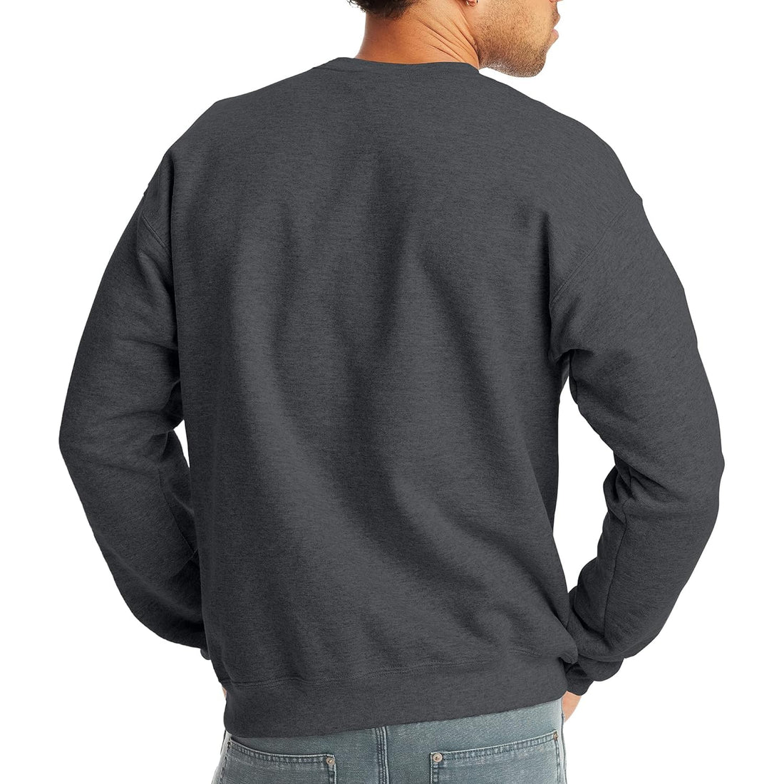 Hanes Men's EcoSmart Fleece Sweatshirt, Cotton-Blend Pullover, Crewneck Sweatshirt for Men (1 or 2 pack), Charcoal Heather, Medium