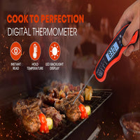 Trendy Zone Digital Instant Thermometer Waterproof Meat Thermometer for Cooking Food Ultra-Fast Temperature with Backlight Magnet Calibration Foldable Probe for Grill BBQ Kitchen Gadgets