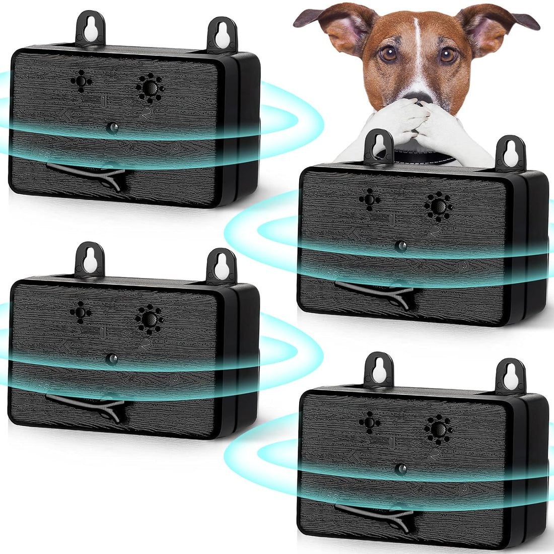 Qualirey 4 Pack Ultrasonic Dog Bark Deterrent Barking Control Device Anti Barking Device Dog Barking Control Devices Mini Dog Silencer up to 50 ft Range for Outdoor Indoor Safe for Human and Dogs