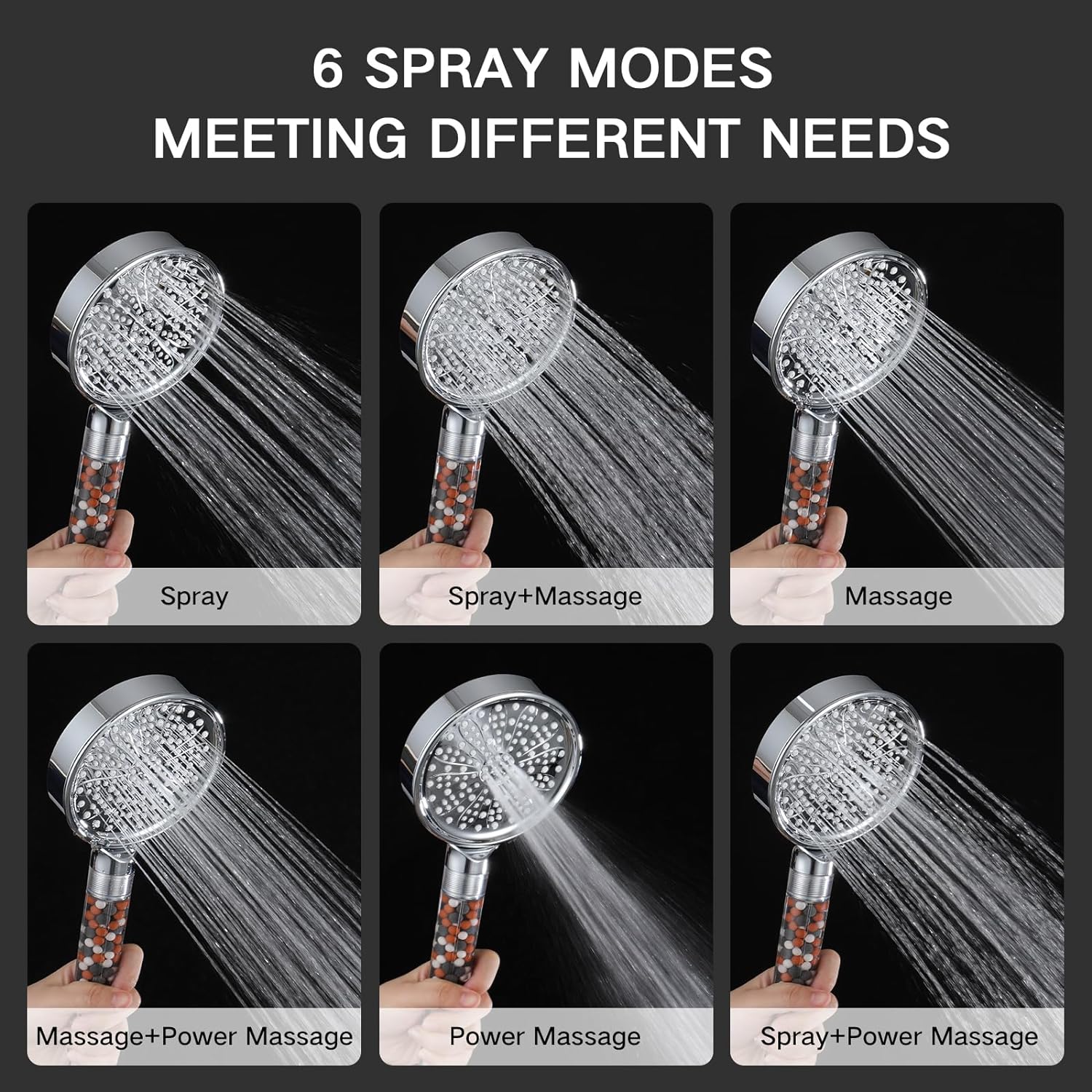 Essbhach Handheld Shower Head Filter for Hard Water,Hand Held Water Softener Shower Head Filter for Hard Water Chrome