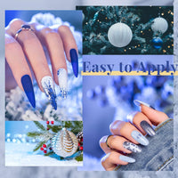 Beetles Christmas Gel Nail Polish Set- Glitter White Gel Polish Kit Soak Off LED UV Nail Lamp Blue Silver Gel Polish Gift with Reinforcement Gel Design Nail Sticker Decals Snowflakes Nail Decoration