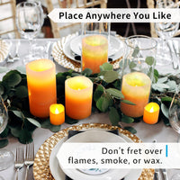FURORA LIGHTING LED Flameless Candles with Remote – Battery-Operated Flameless Candles Bulk Set of 8 Fake Candles – Small Flameless Candles & Christmas Centerpieces for Tables, Tangerine Ombre
