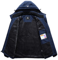 Men's Mountain Waterproof Ski Jacket Windproof Rain Windbreaker Winter Warm Hooded Snow Coat, Dark Blue-04, Small