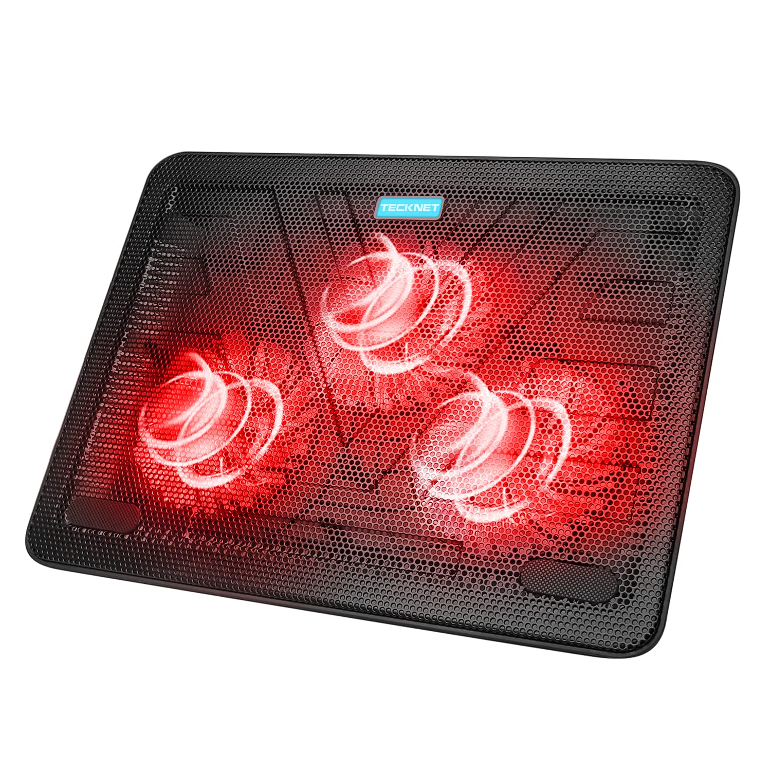 TECKNET Laptop Cooling Pad, Portable Slim Quiet USB Powered Laptop Notebook Cooler Cooling Pad Stand Chill Mat with 3 Red LED Fans, Fits 12-17 Inches