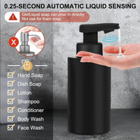 Automatic Soap Dispenser Liquid Hand Free Soap Dispenser Rechargeable Soap Dispenser Touchless Soap Dispenser Smart Electric Auto Dish Soap Dispenser for Bathroom, Kitchen, Commercia Black