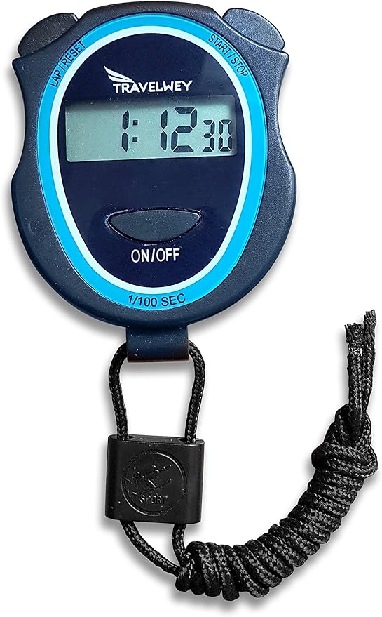 Digital Stopwatch - No Bells, No Whistles, Simple Basic Operation, Silent, Clear Display, ON/Off, Child Friendly, AAA Batteries (Included), Black