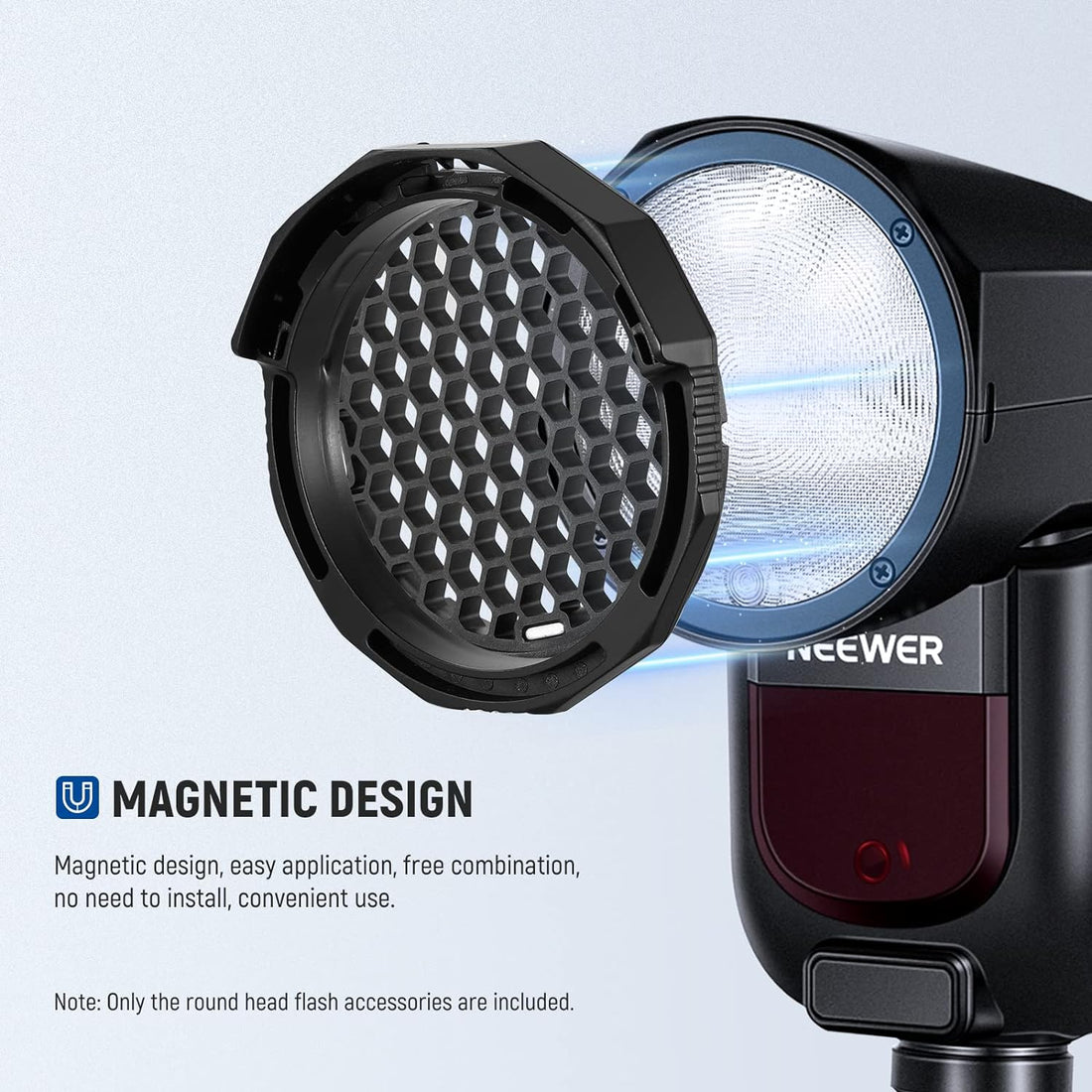 NEEWER Z1 Round Head Flash Accessories Kit for Z1-S, Z1-N, Z1-C Speedlite, Includes Barndoor, Honeycomb Grid, Gel Color Filters, Dome Diffuser, Diffuser Panel, Bounce Diffuser, Carrying Bag, GM-M1