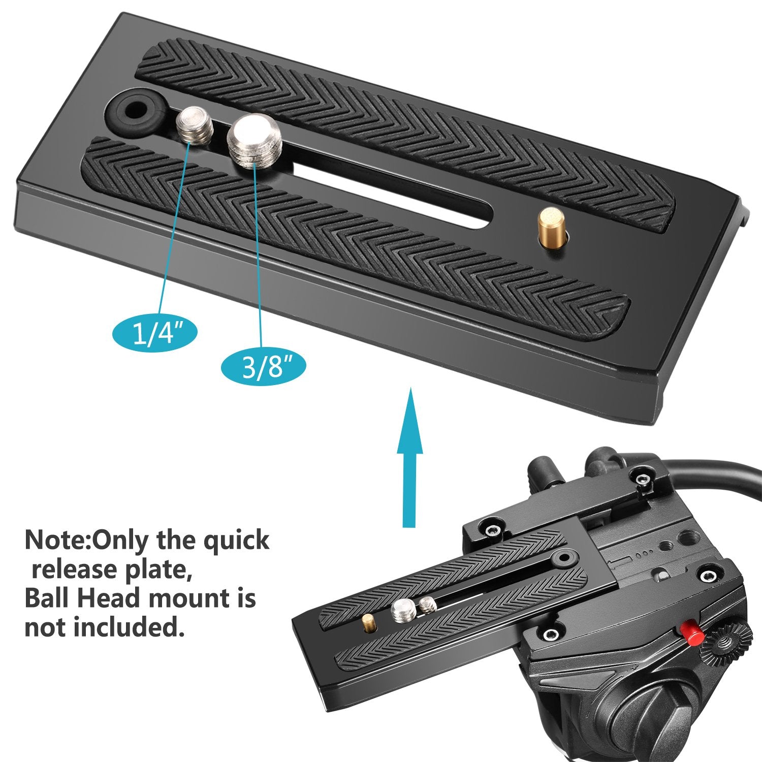 Neewer 2-Pack Rapid Connect Quick Shoe Sliding Plate Camera Mounts with 1/4 inch and 3/8 inches Mounting Screws for Manfrotto 501HDV 503HDV 701HDV MH055M0-Q5