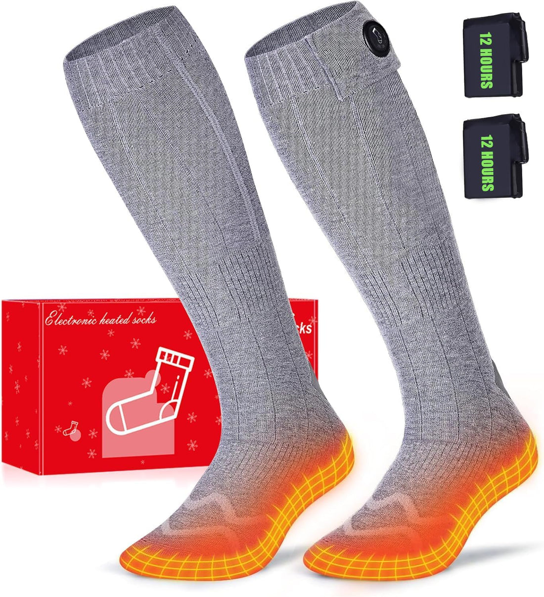 Wototic Heated Socks, 2023 Upgraded Rechargeable 10Hrs Heating Heated Socks for Men Women with 6000mAh Battery, Electric Heated Socks for Outdoors, Hunting, Golf, Camping, Warm Gifts-L Size