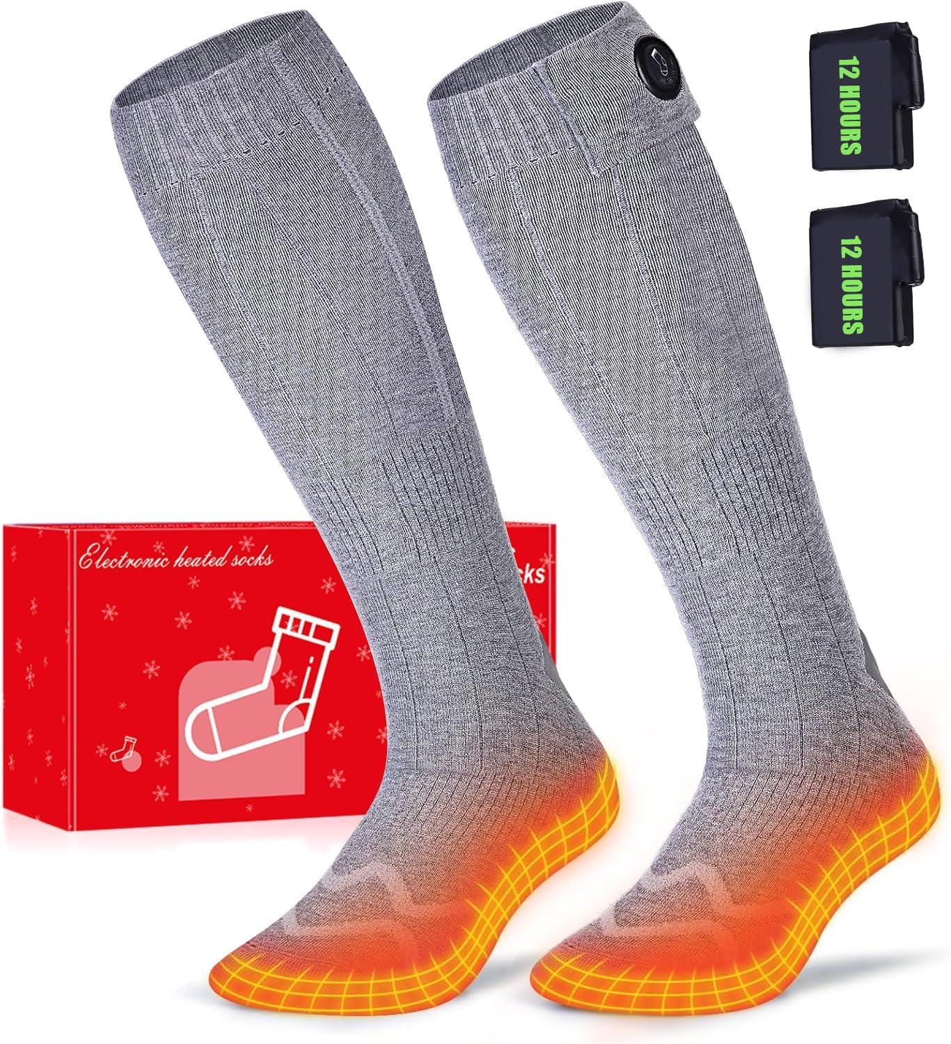 Wototic Heated Socks, 2023 Upgraded Rechargeable 10Hrs Heating Heated Socks for Men Women with 6000mAh Battery, Electric Heated Socks for Outdoors, Hunting, Golf, Camping, Warm Gifts-XL Size