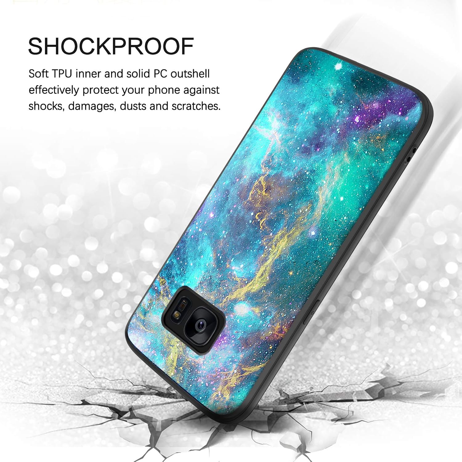 BENTOBEN Galaxy S7 Case, Phone Case Samsung S7, Slim Fit Glow in The Dark Shockproof Protective Hybrid Hard PC Soft TPU Bumper Drop Protection Non-Slip Girls Women Covers for Samsung S7, Nebula Design