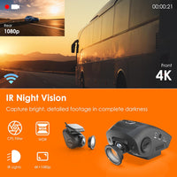 RexingUSA V1P SE 4K Dual Dash Cam w/GPS, Wi-Fi & 2pcs-CPL Filter | 512GB Support | Front 2160p, Rear 1080p | 170° Angle | G-Sensor | WDR | Loop Record | Parking Monitor